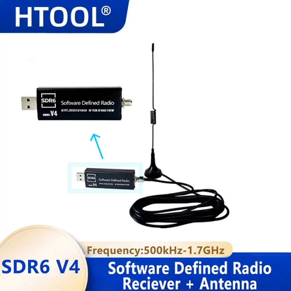 HTOOL RTL-SDR Latest V4 Software Defined Radio Receiver R860 RTL2832U 1PPM TCXO HF BiasT SMA Software Defined Radio + Antenna