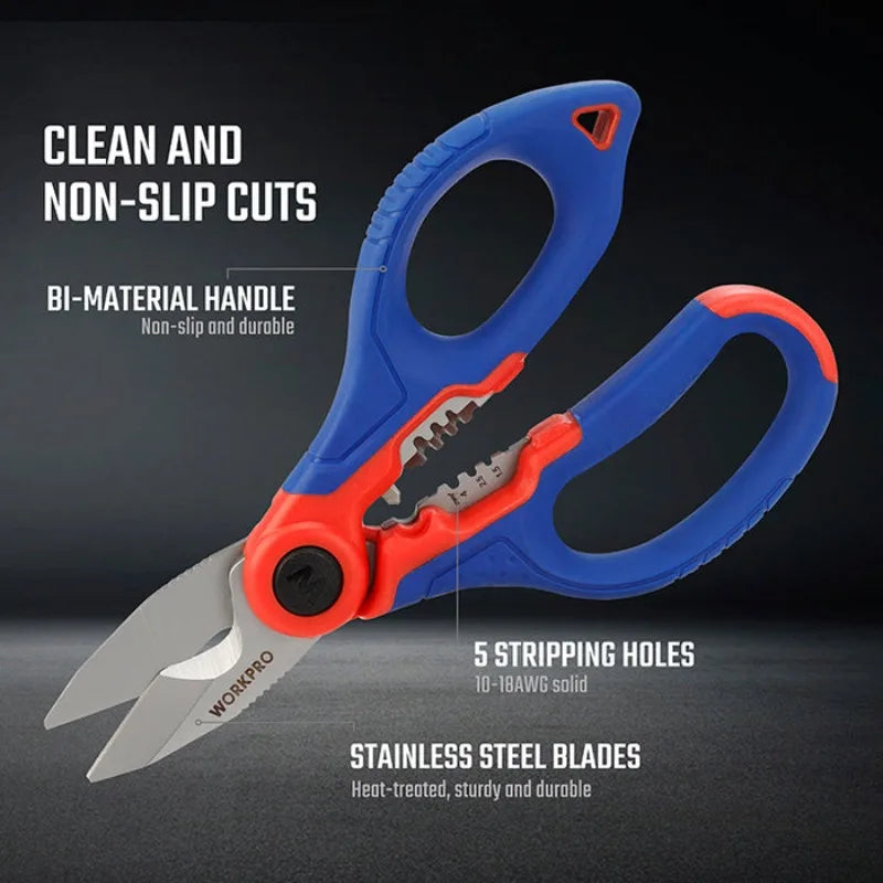WORKPRO WP294003 Electrician Scissors Hand Tools Cut The Wire and Paper Strips